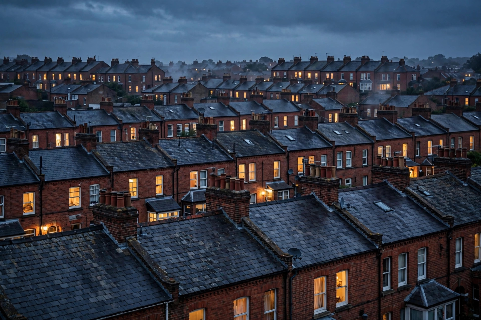 Birmingham rooftops at dusk