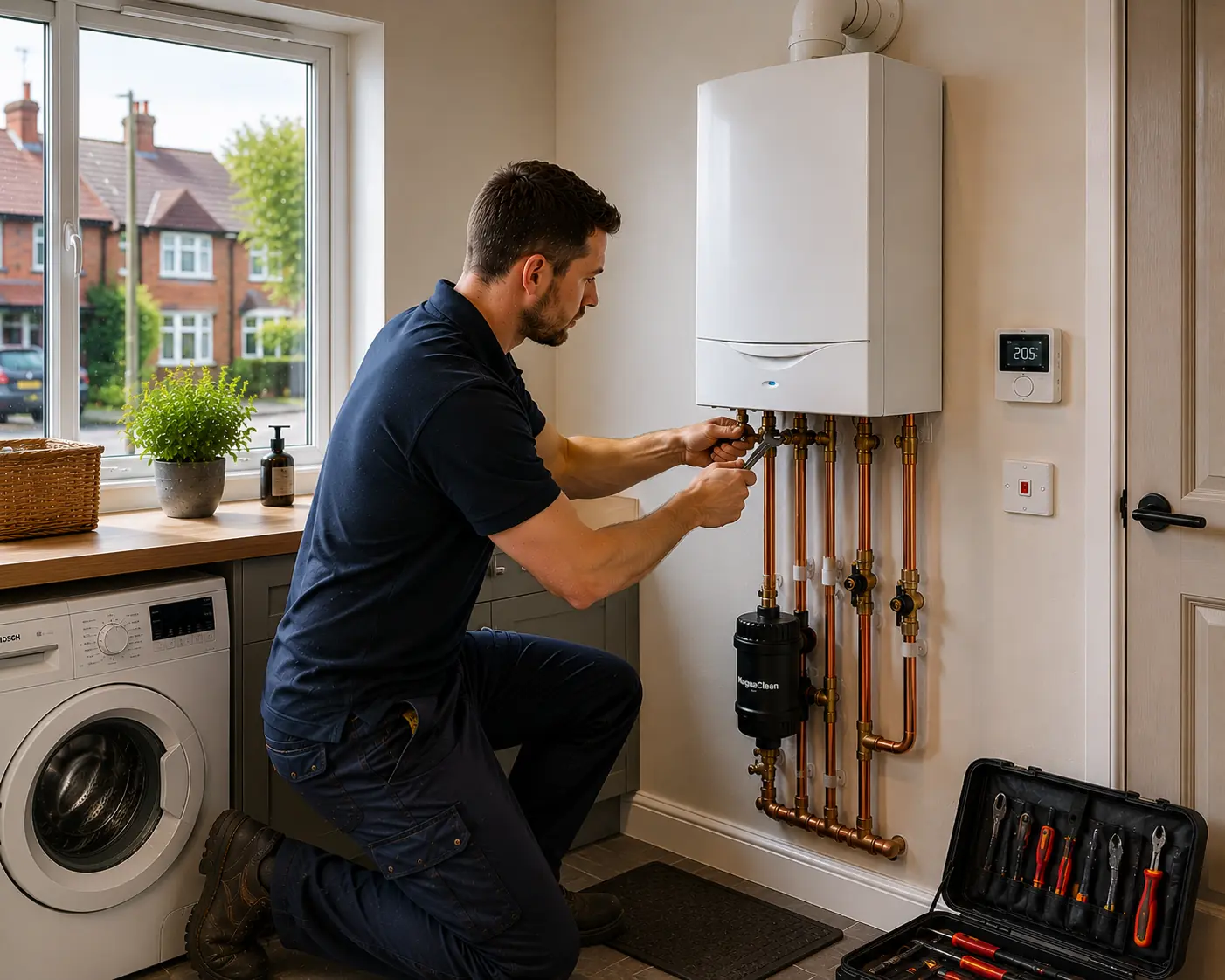 Boiler replacement work in a Glasgow home
