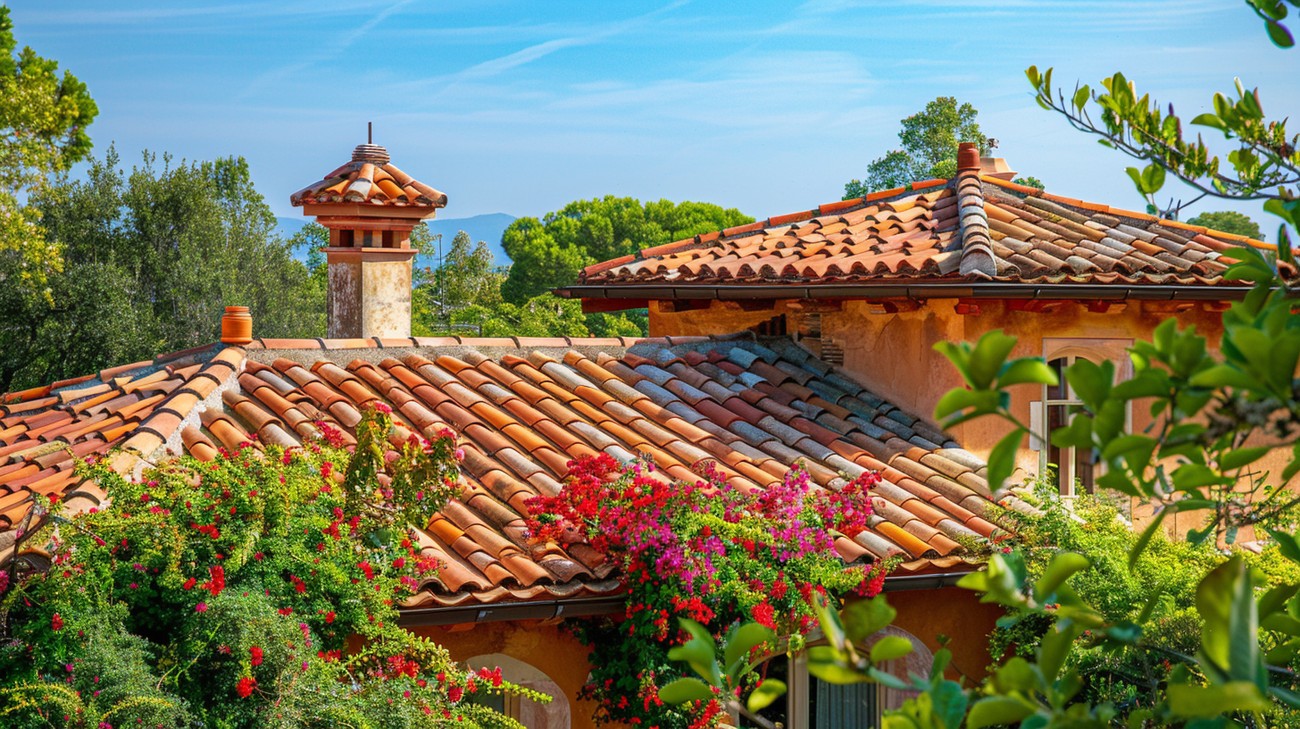 Spanish tile roofs on neighboring homes