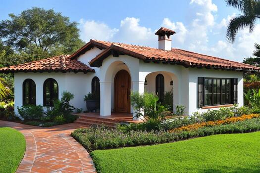 Mediterranean home with clay tile roof
