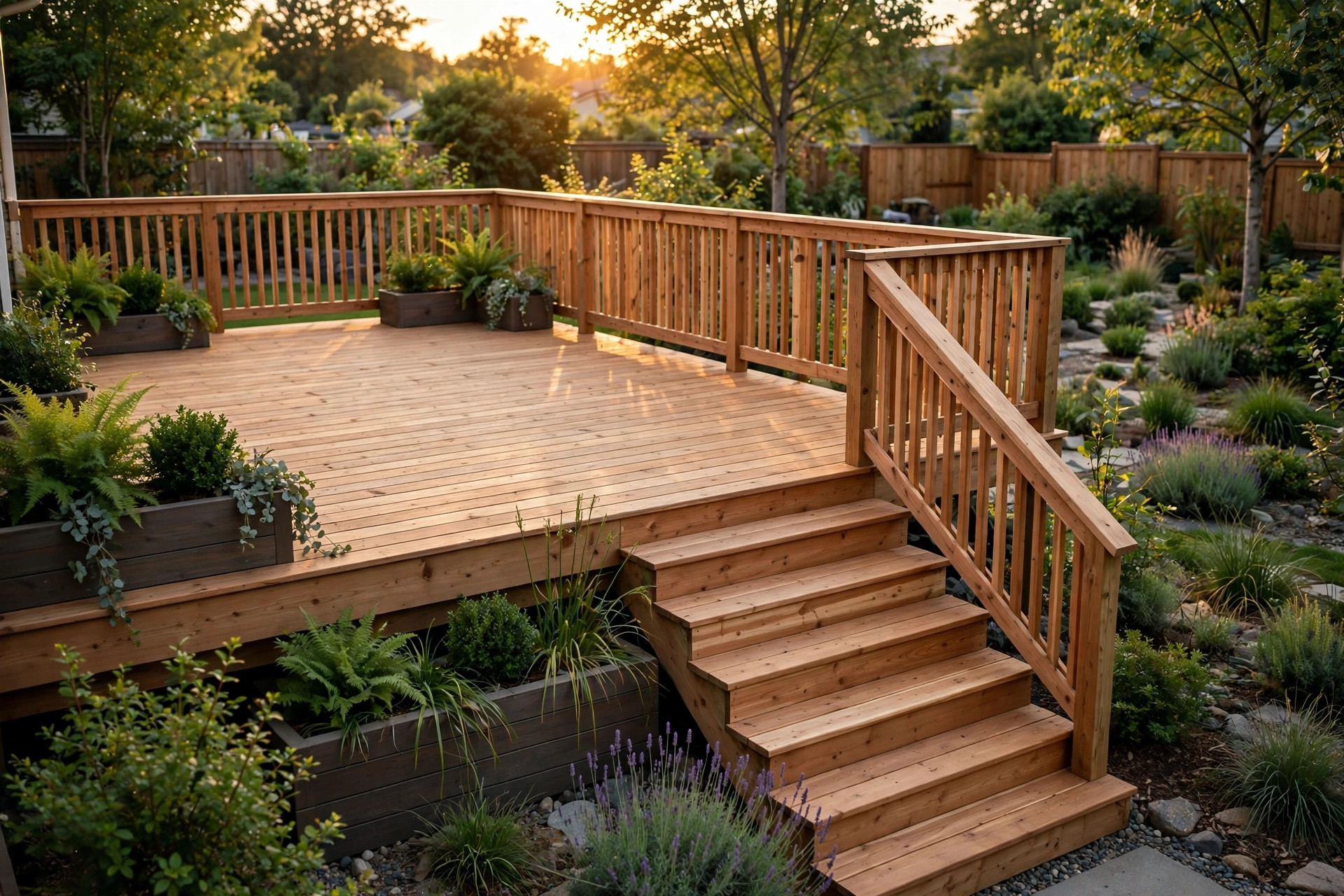 Newly built cedar deck