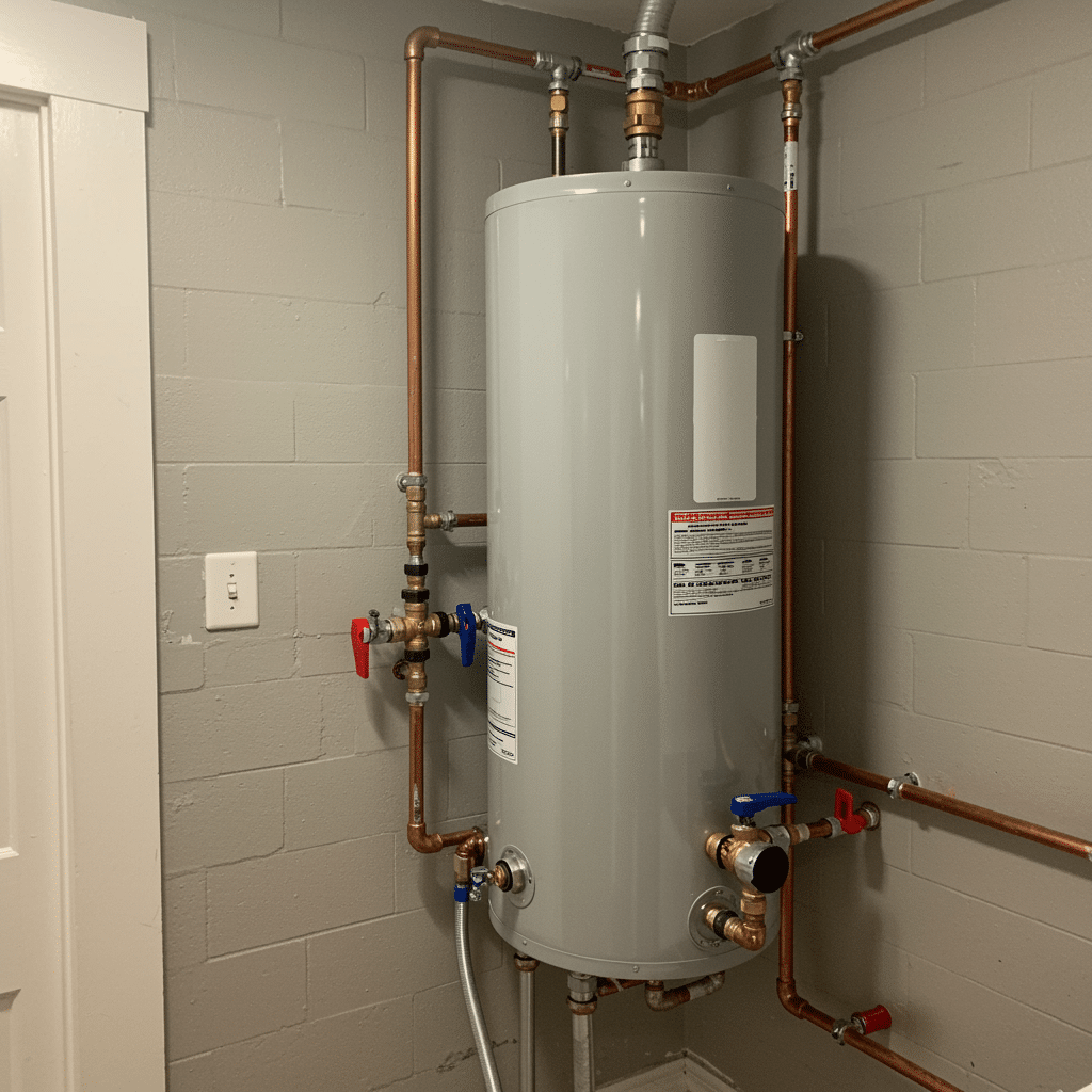Newly installed water heater — illustrative photo, not an actual A&T Service Plumbing job