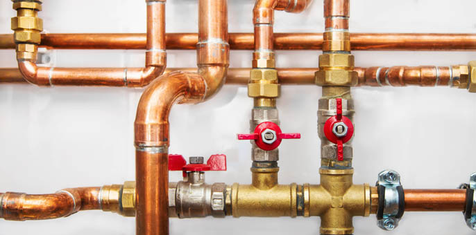 Copper pipe heating installation