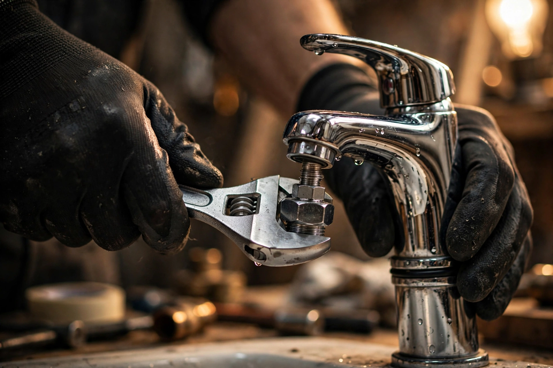 Plumber repairing a tap