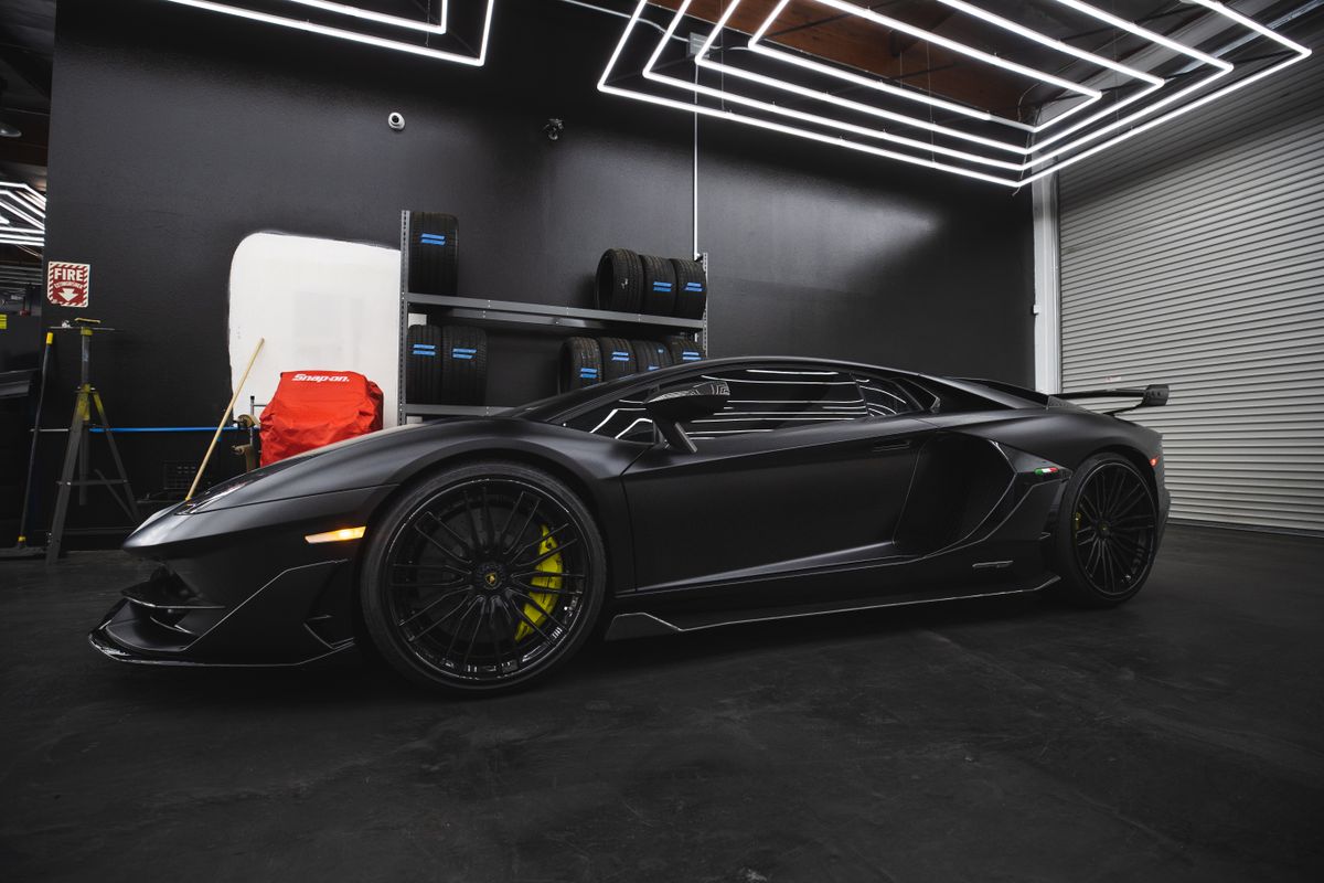 Luxury car with deep ceramic coating gloss in the studio
