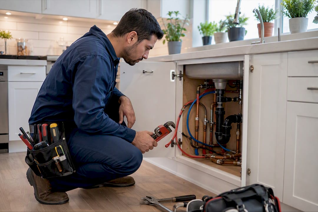 Copper supply lines under a sink