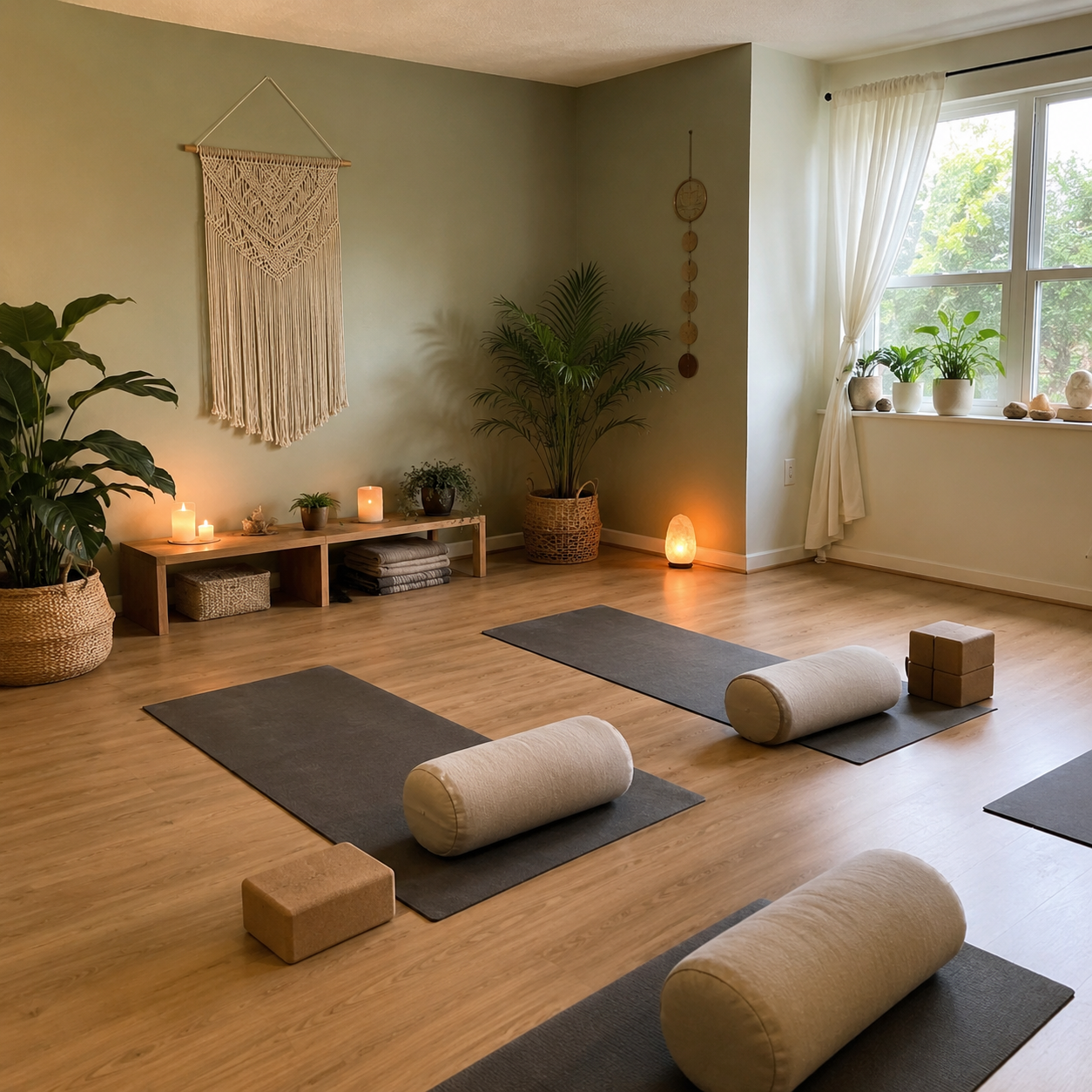 Students in a yoga class