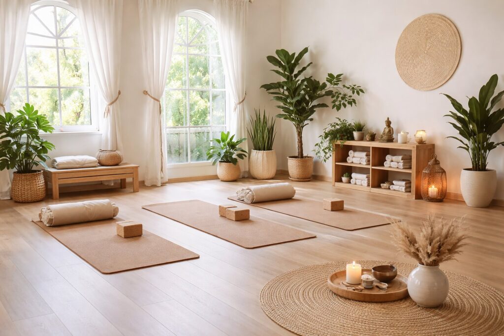 Inside the Basecamp Yoga studio