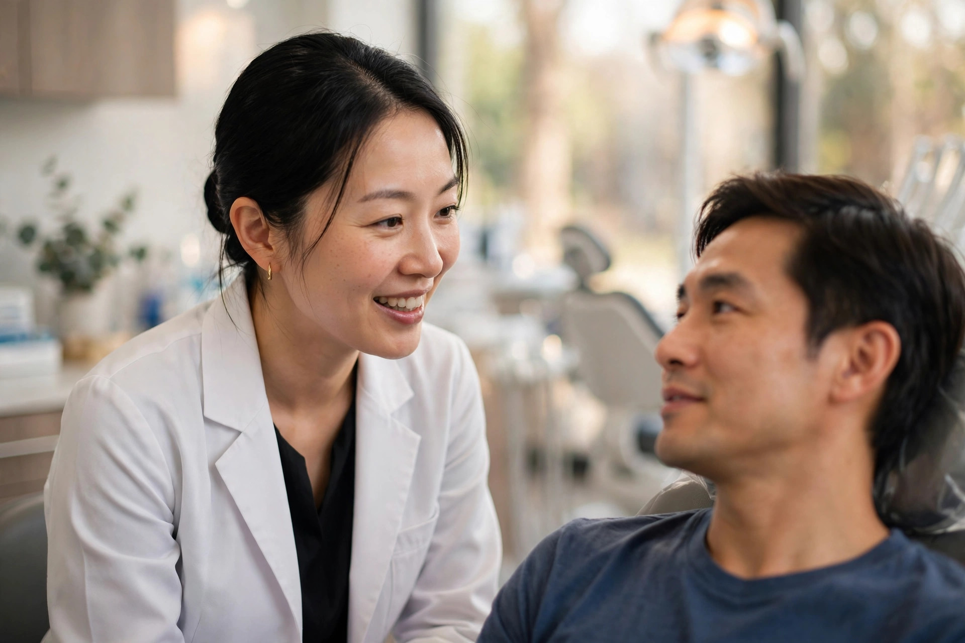 Dr. Nhu Dang with a patient