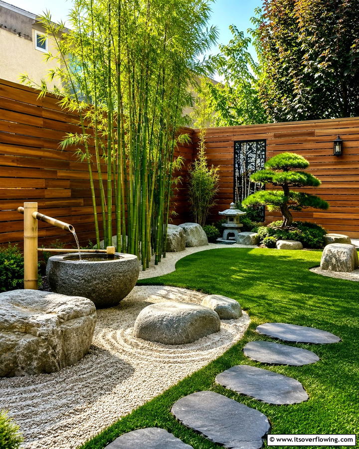 Planted borders around a lawn