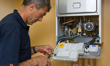 Gas boilers on a wall
