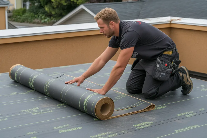 Flat roof membrane work