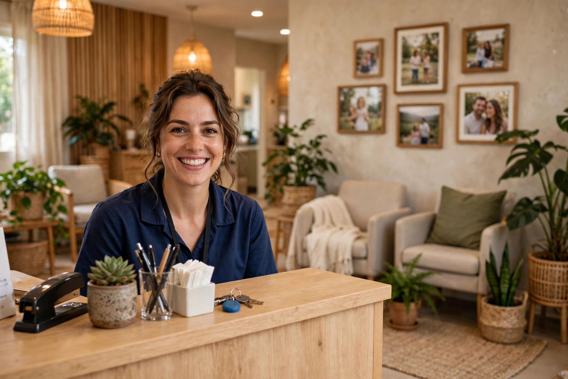 The warm, friendly reception area of the clinic