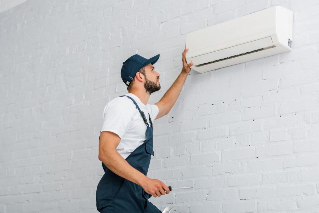 Air conditioning installation in progress