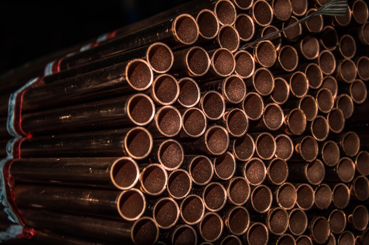 Concept illustration of bundled copper pipe