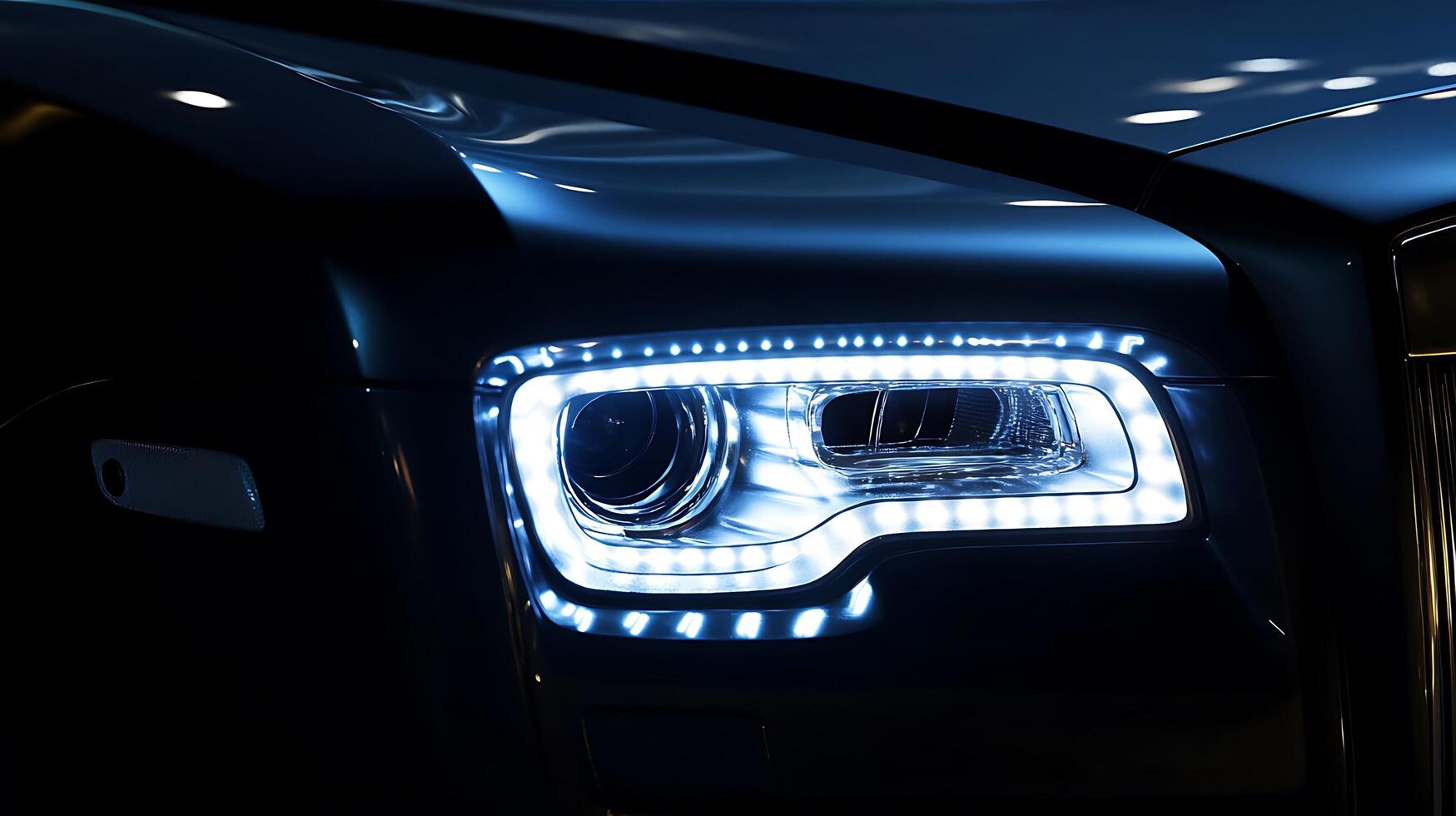 Detailed headlight at night