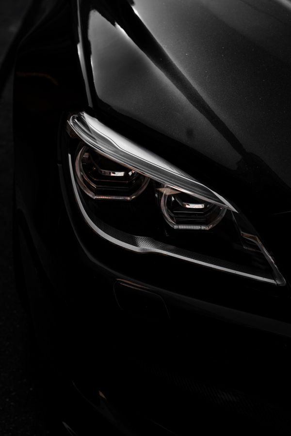 Detailed black car headlight
