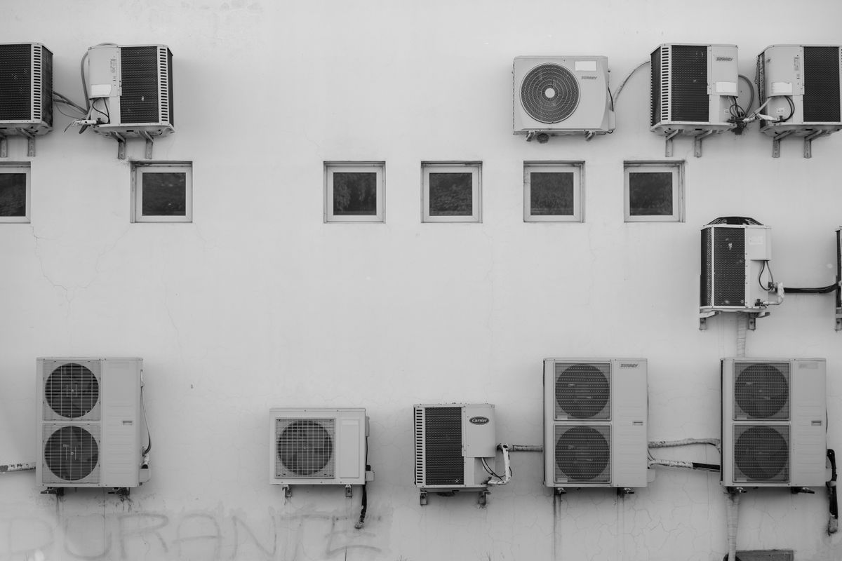 Air conditioning units on a building facade