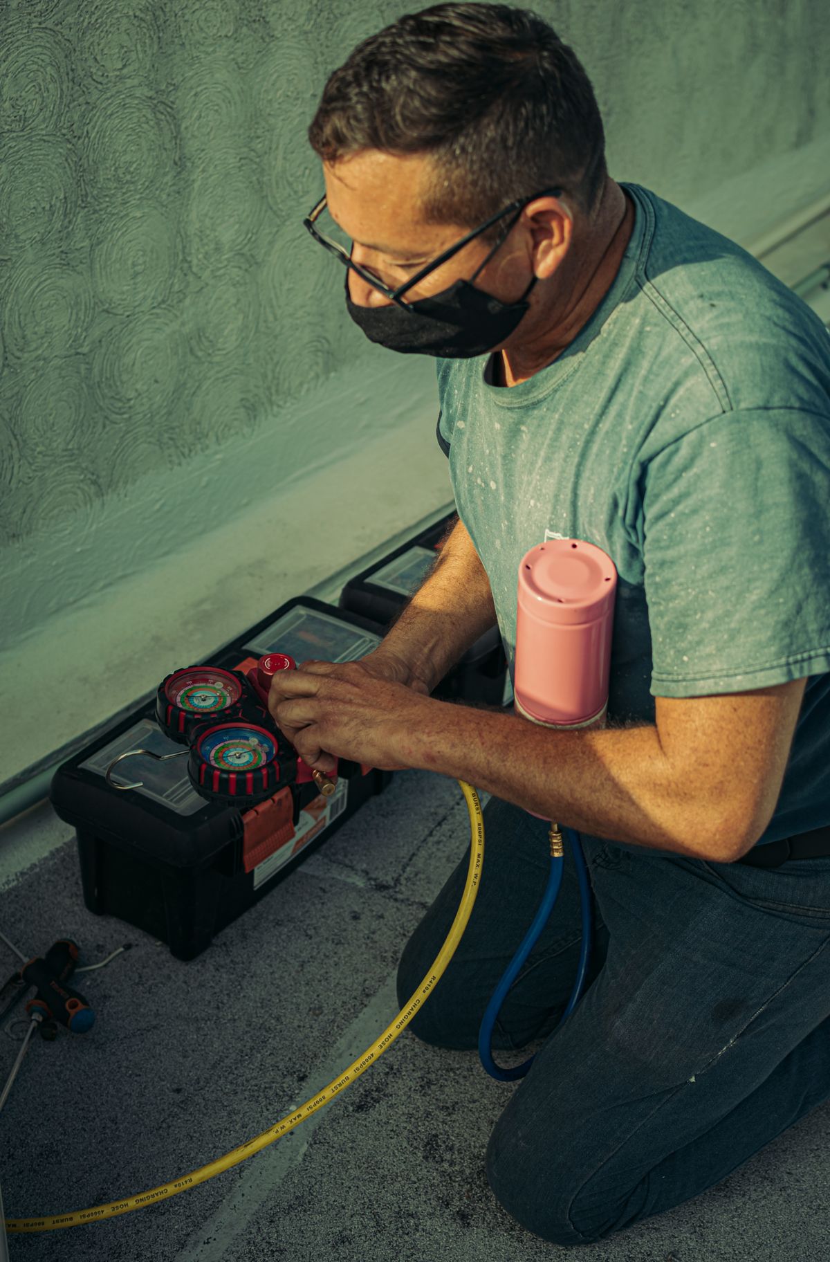 Diamondback technician servicing an HVAC unit