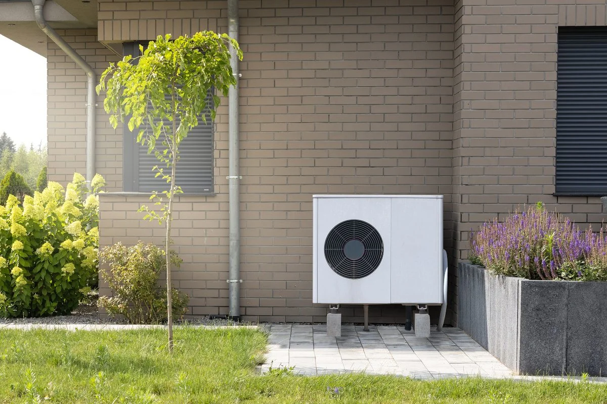 Heat pump at a brick house