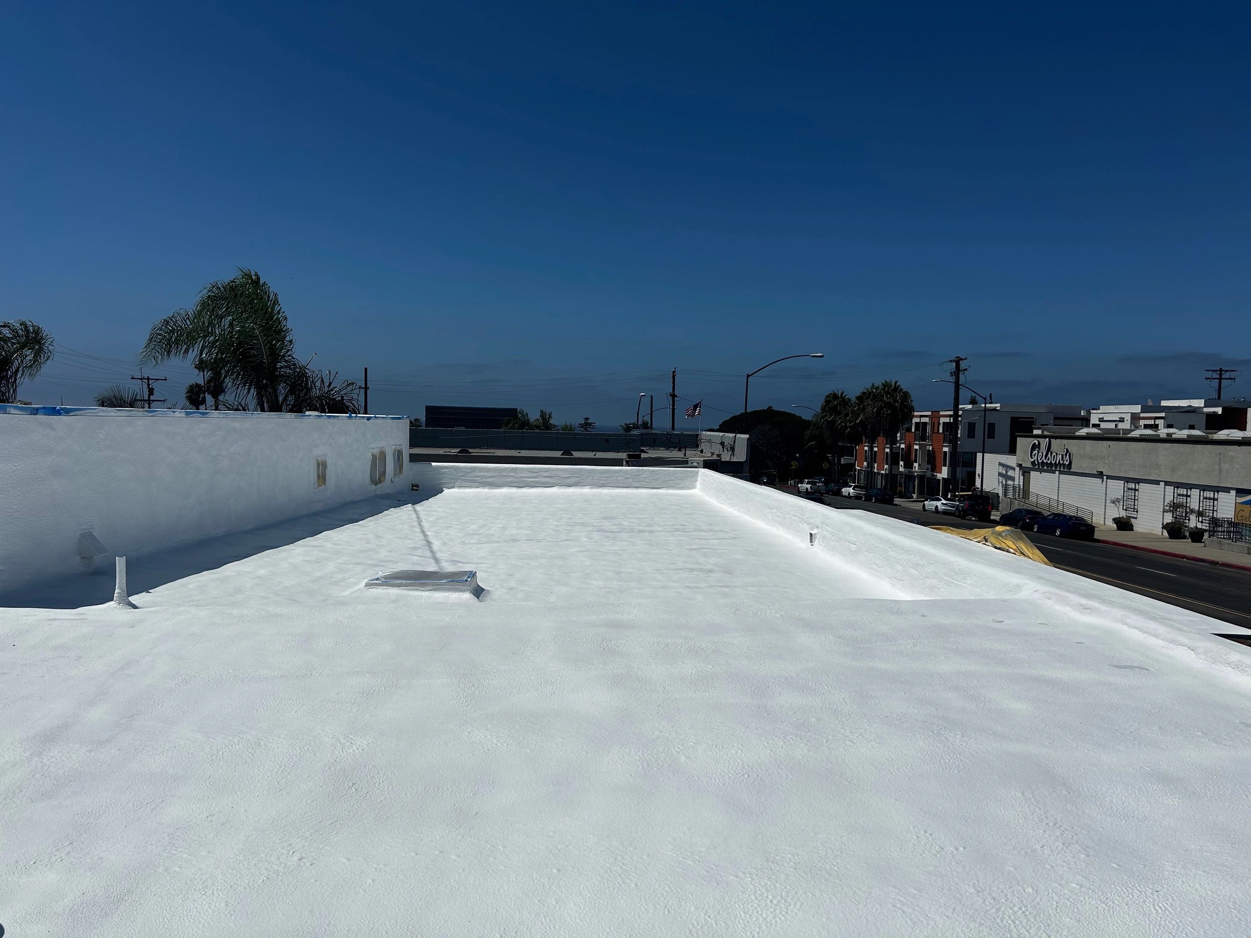 Fresh spray foam roofing on a Phoenix flat roof