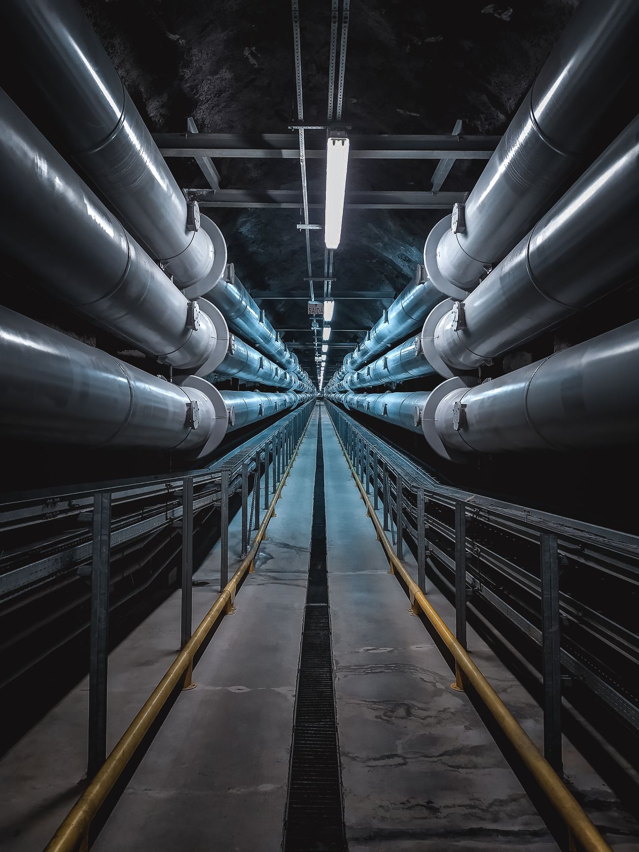 Industrial pipework corridor