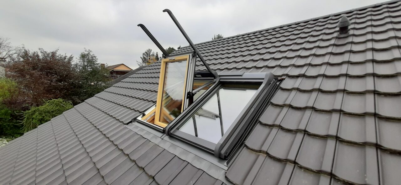 Roof detail showing leadwork and ridge