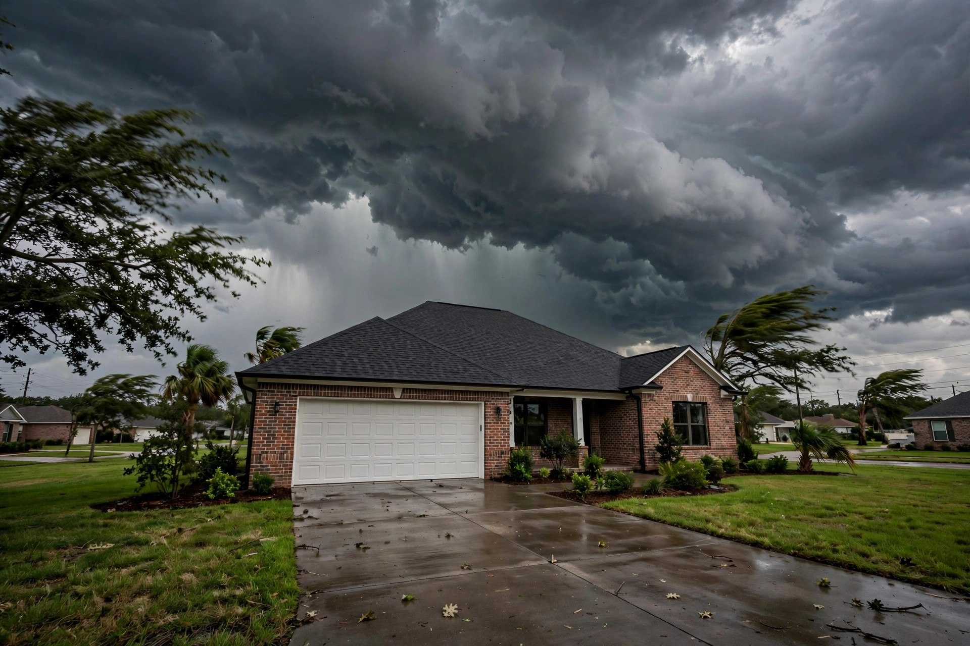 Sample image — storm clouds over a shingle roof