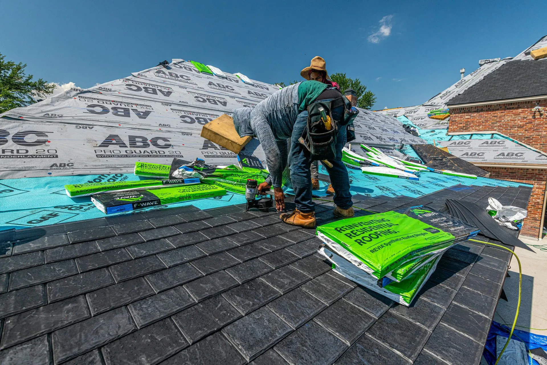 Roofing work in progress