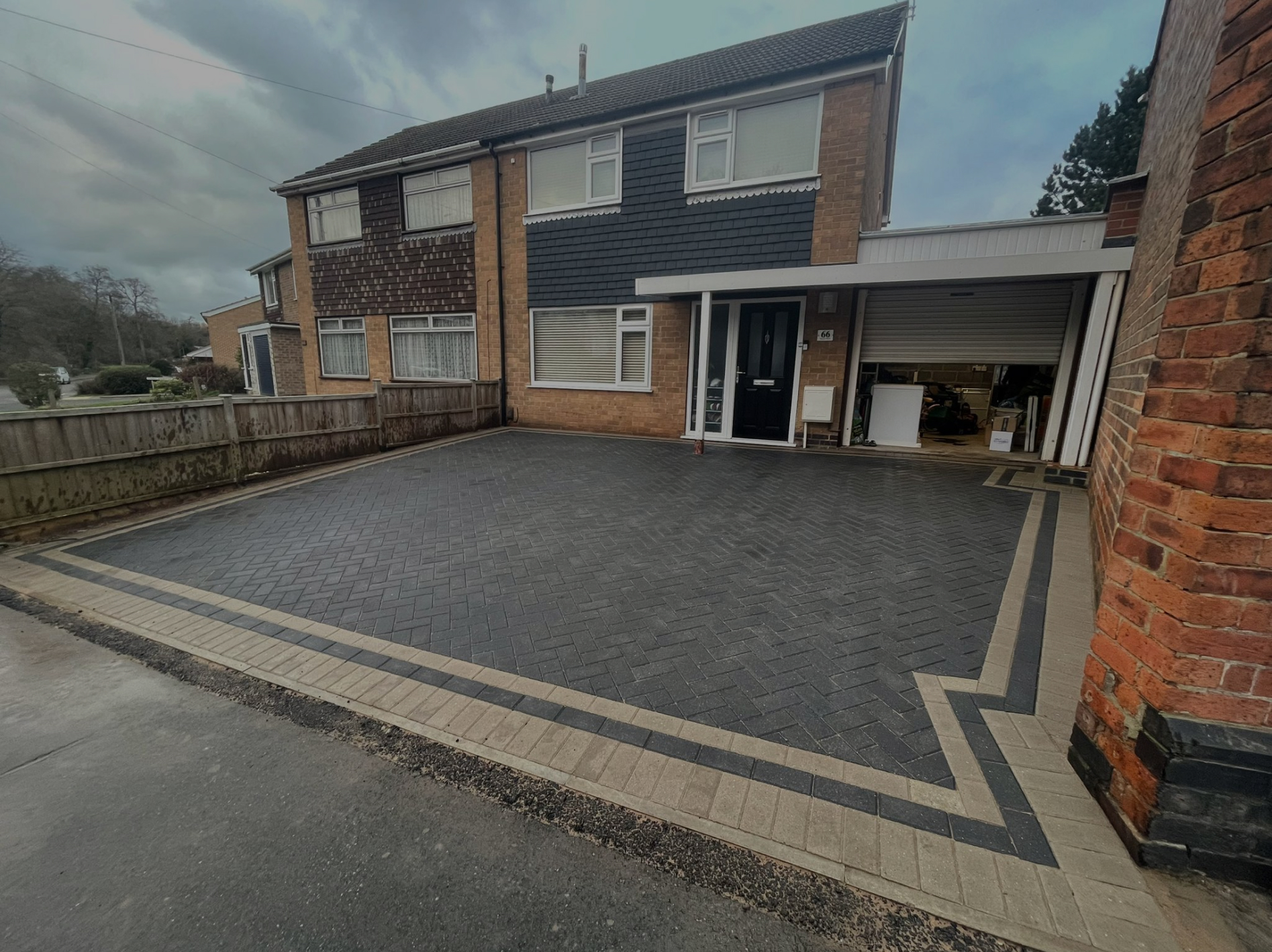 Newly laid block paving driveway