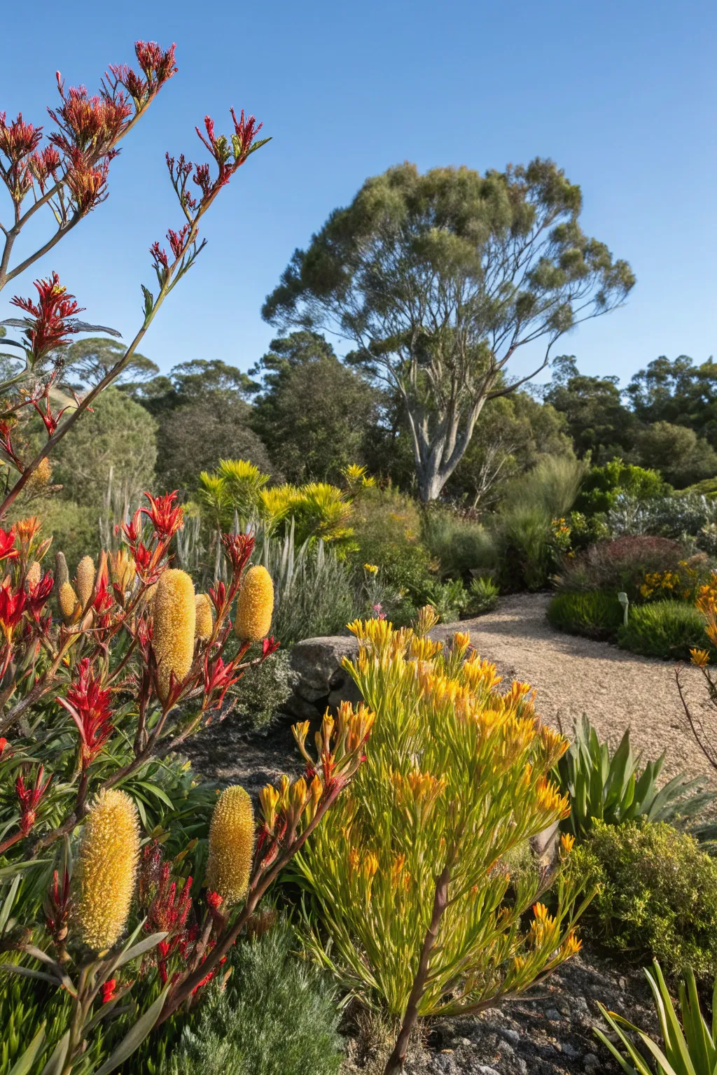 Native planting layered with stone