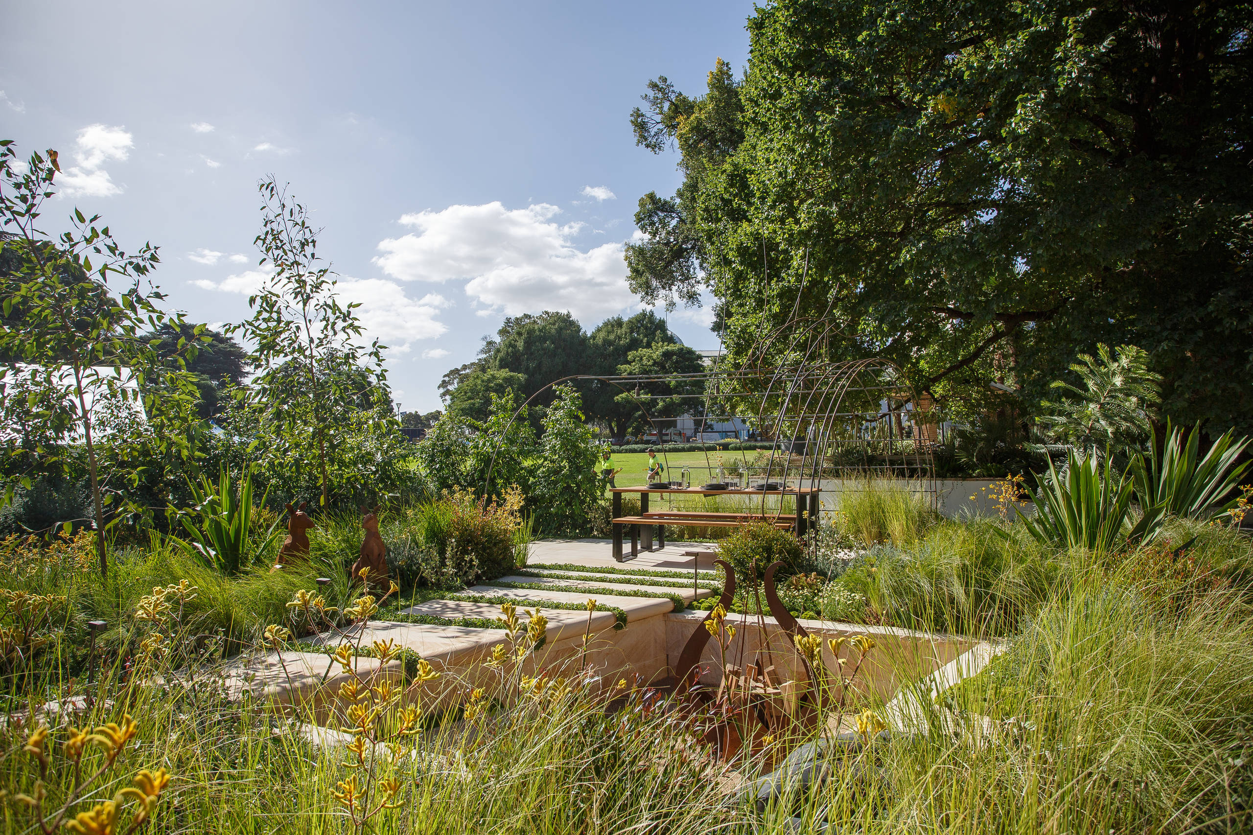 Structured garden with native planting beds