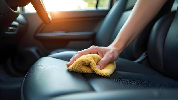 Car seats being professionally cleaned