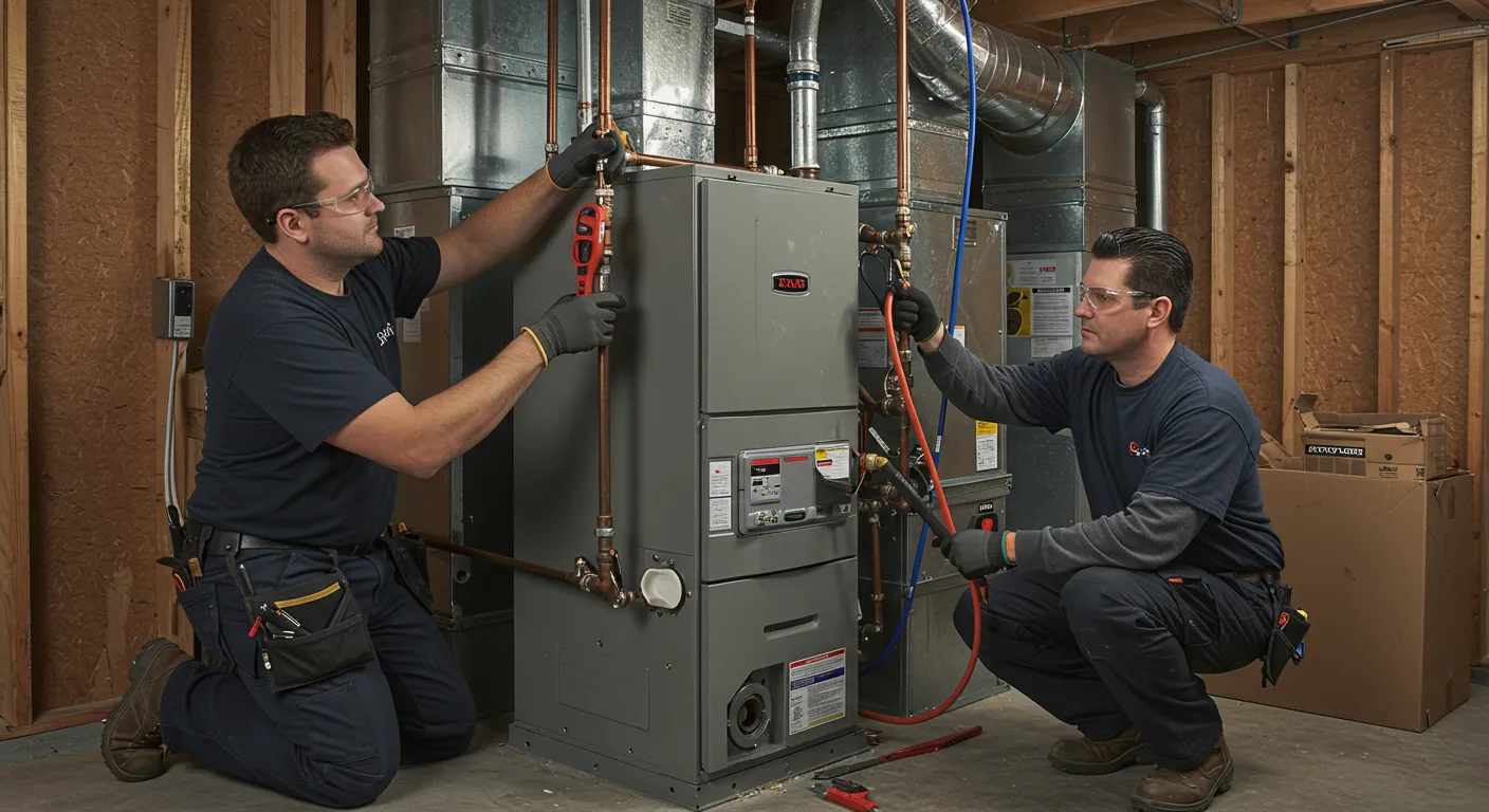 Furnace installation in progress