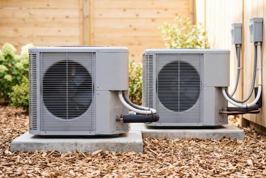 Outdoor air conditioning units installed beside a home
