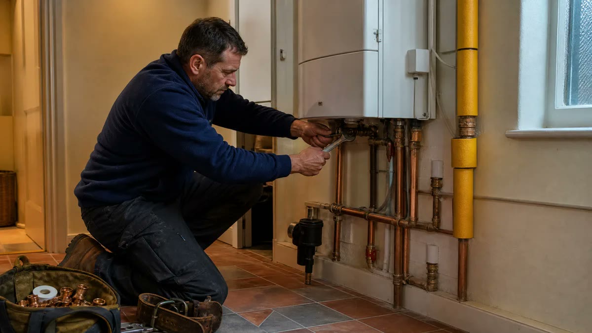 Illustrative photo of heating installation work