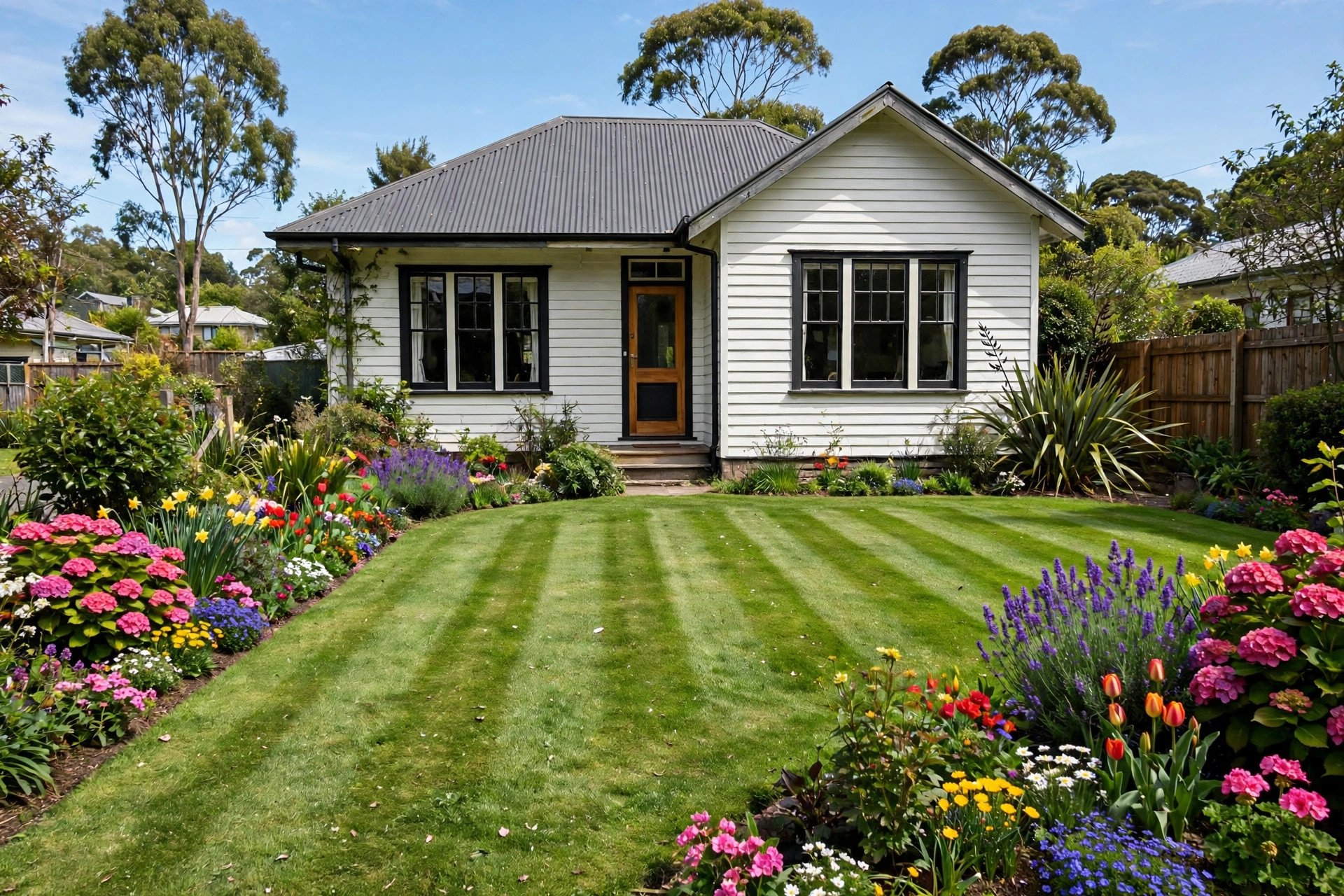 Lush backyard garden