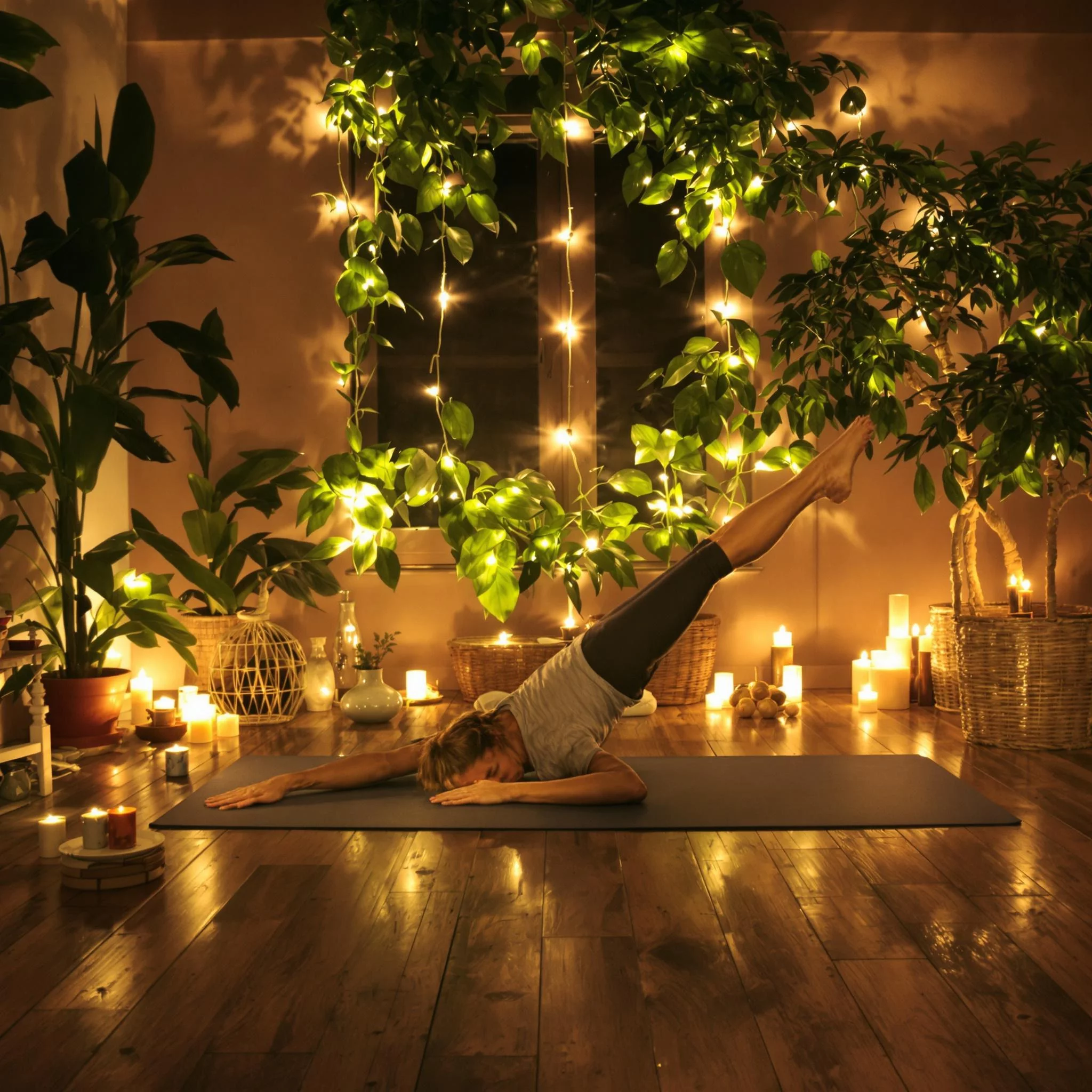 Studio corner with plants and candles