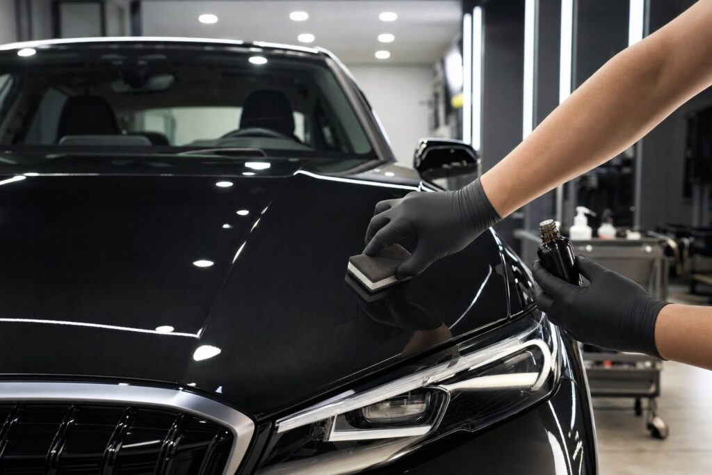 Illustrative concept imagery — technician applying ceramic coating