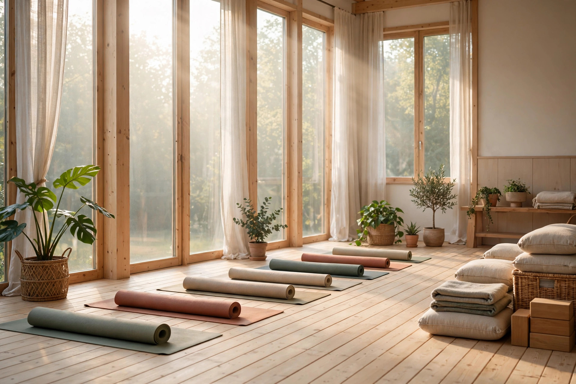 Bright yoga studio interior in Atlanta
