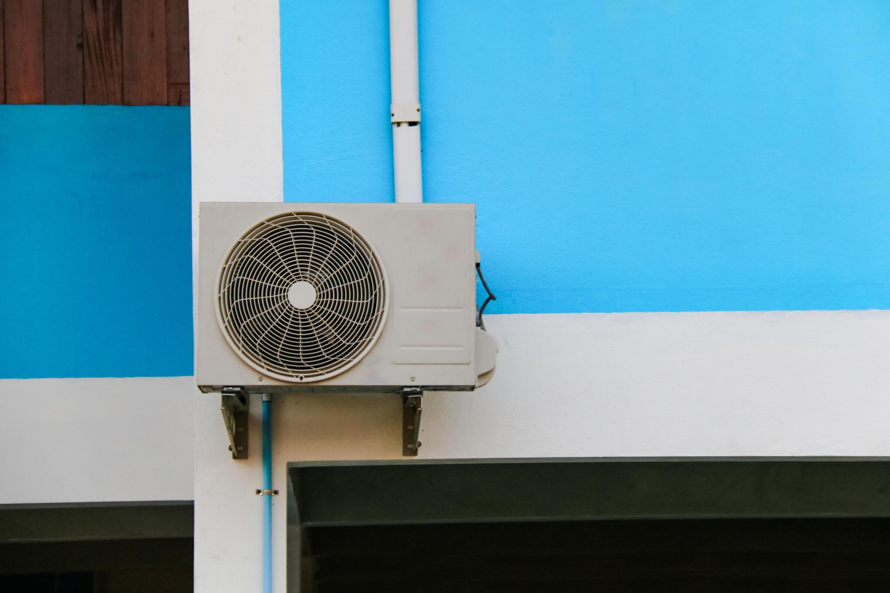 Air conditioning condenser unit mounted on a Miami building