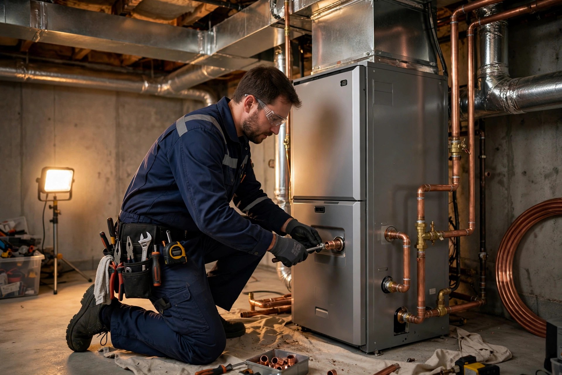 Illustration of a furnace installation