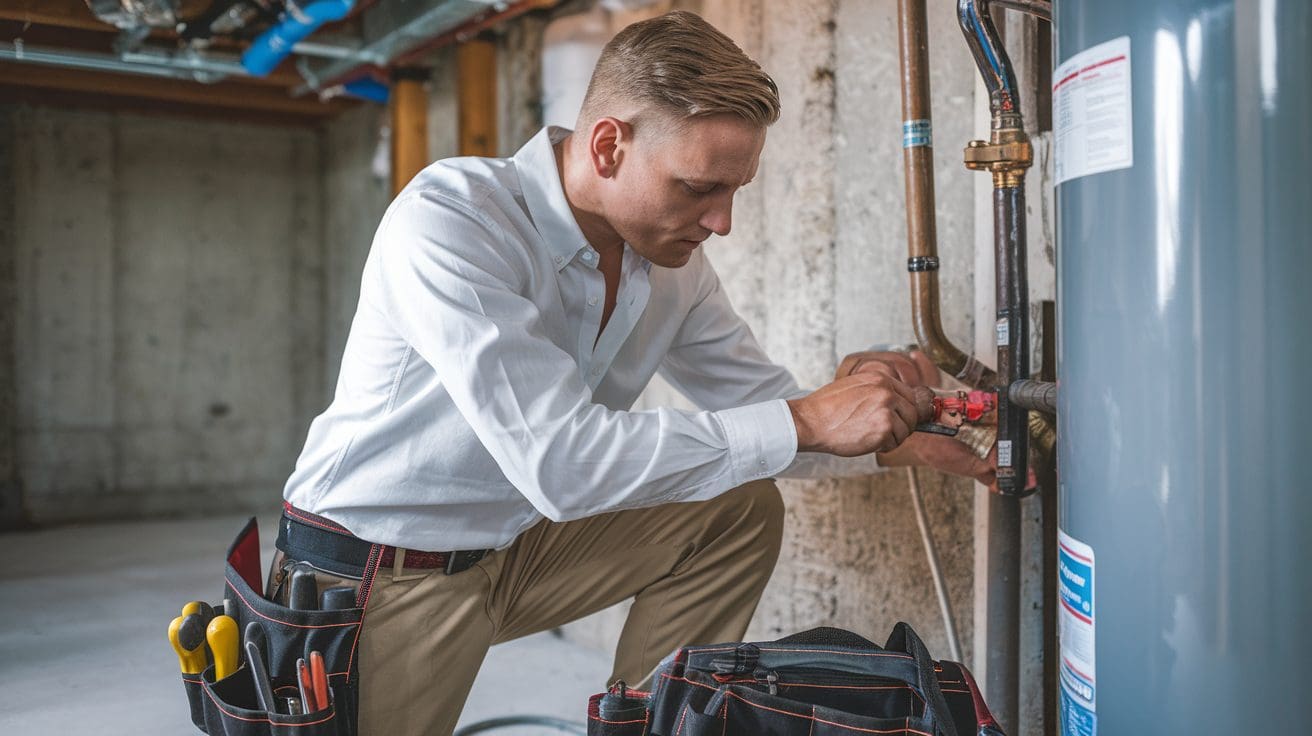 Water heater installation on a job site