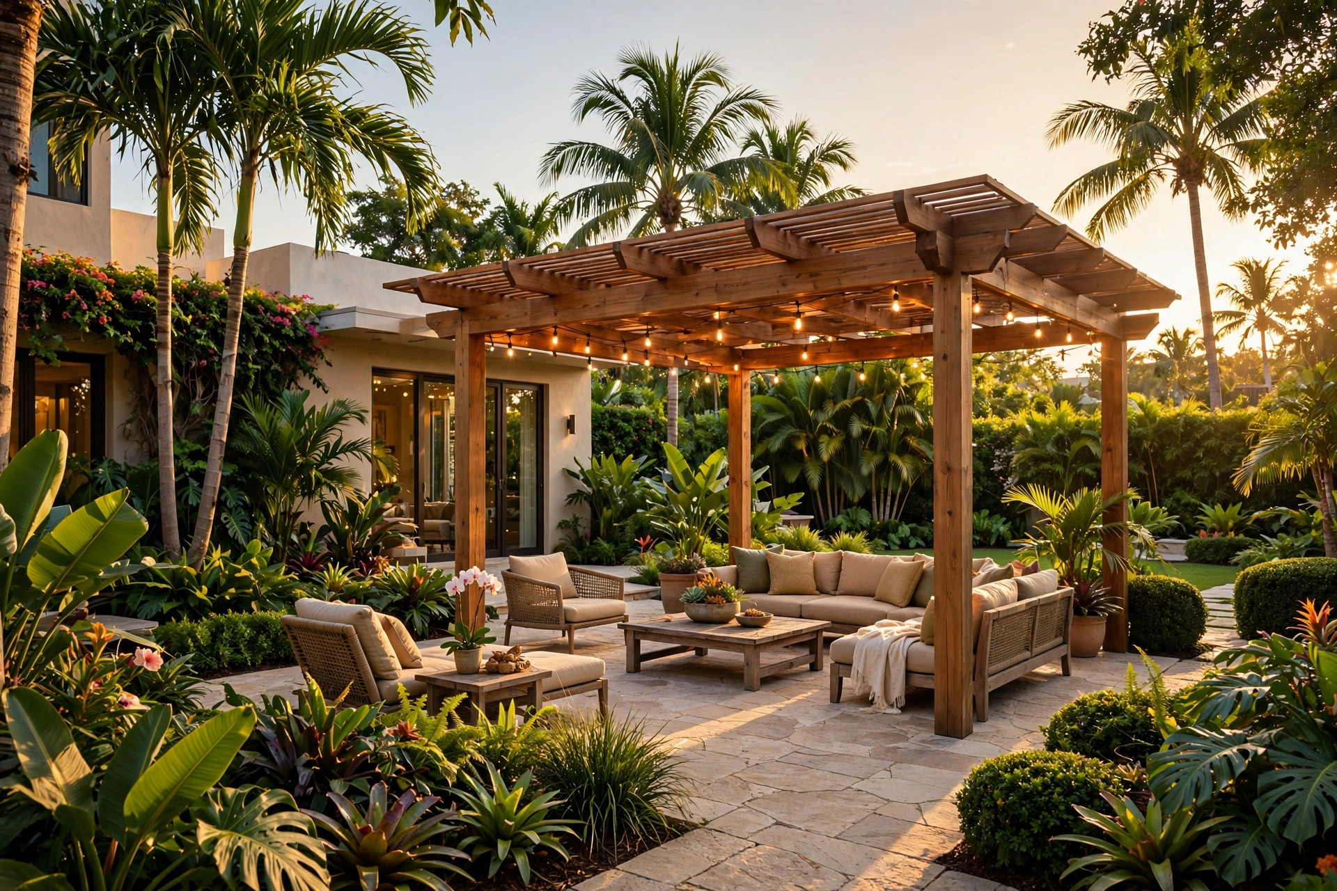 Garden at golden hour