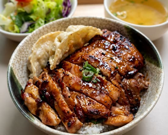 White minimal style preview — teriyaki bowl