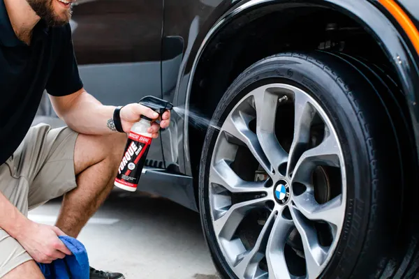 Detailing spray being applied to paintwork