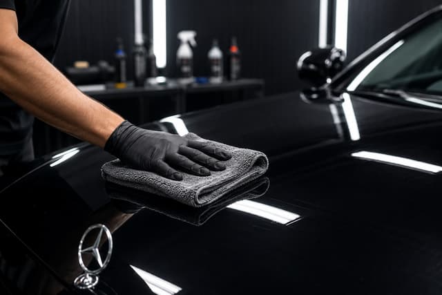 Applying ceramic coating to a hood