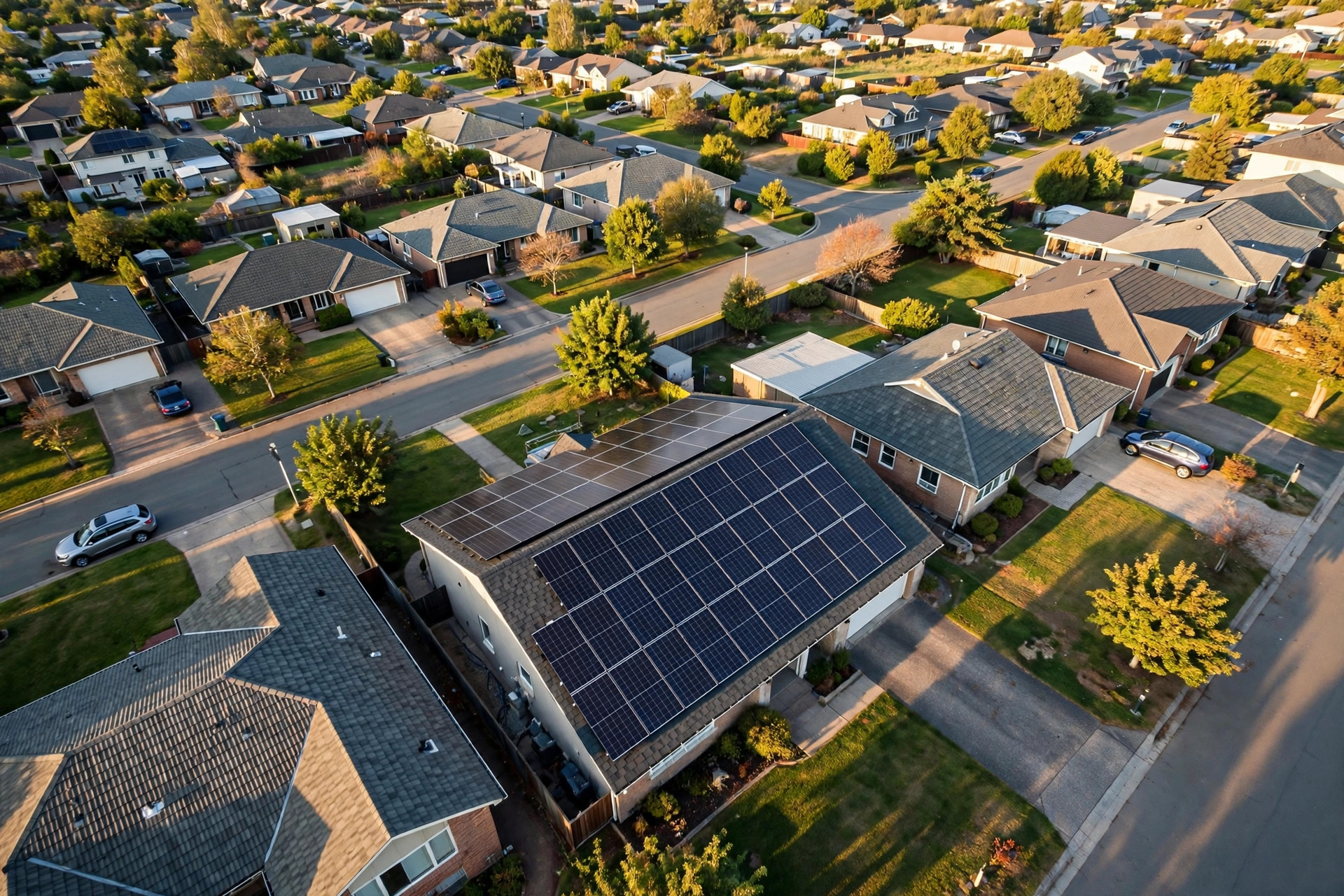 Solar panels on a residential roof