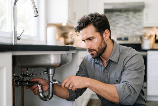 Plumbing repair in progress