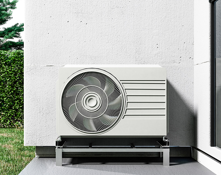 Heat pump installed outside a home